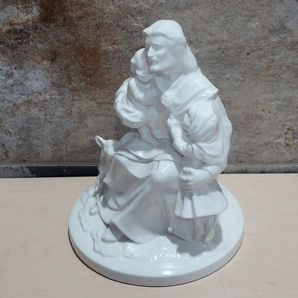 White Ceramic Jesus Christ Savior Children Lamb Figurine - Picture 8 of 10